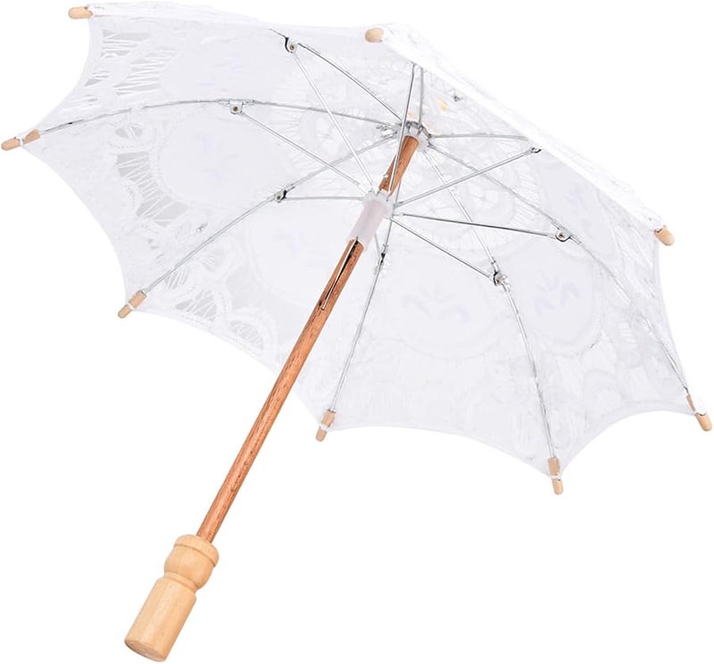 Beige Lace Cotton Wedding Umbrella Elegant Bridal Photography Prop Celebration Decoration - Image 1